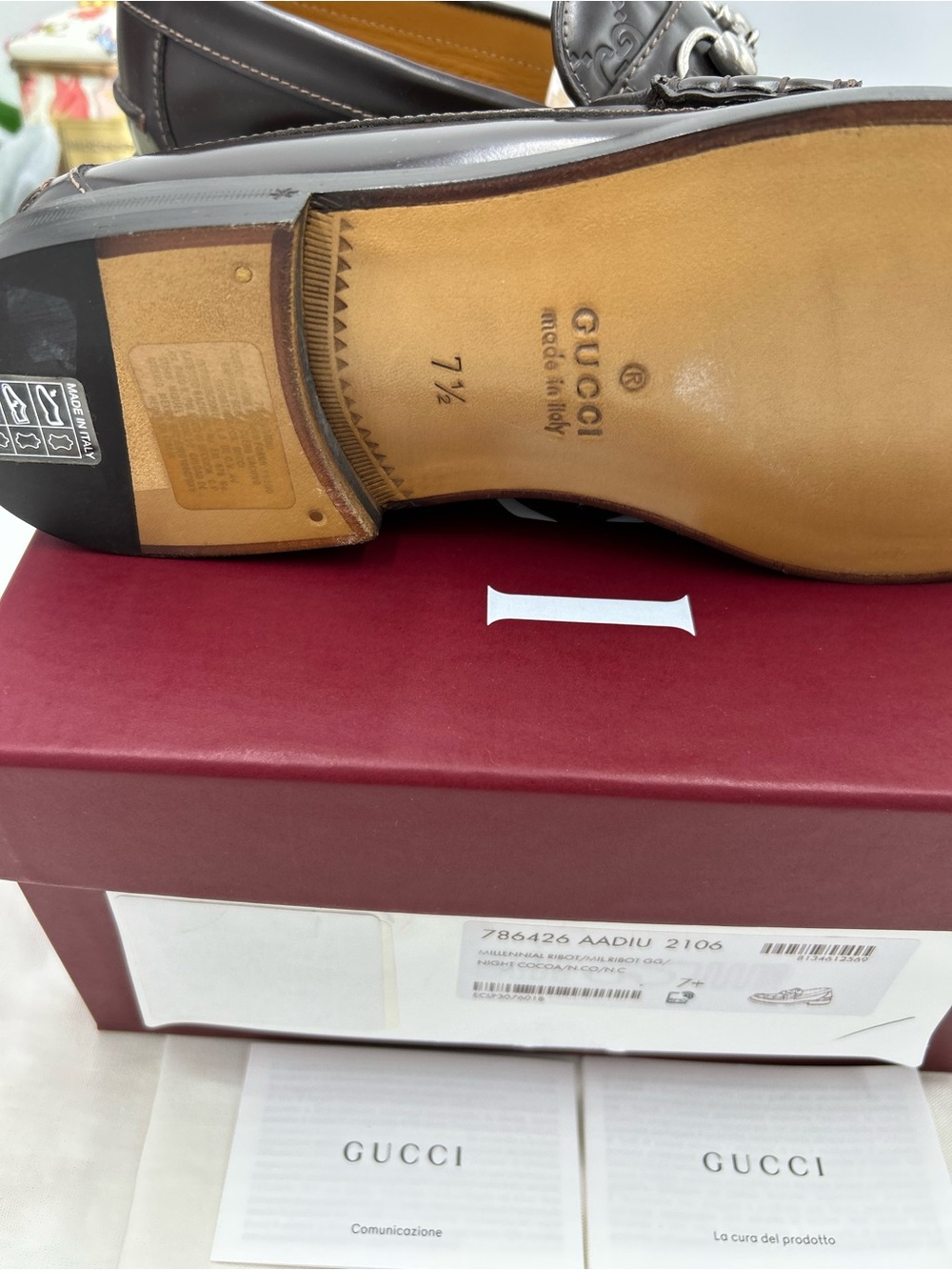 Men's Gucci KAVEH GG embossed leather loafers size 7.5 fits 8.5 US made in Italy - Picture 12 of 12